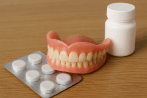 Dentier provisoire en pharmacie